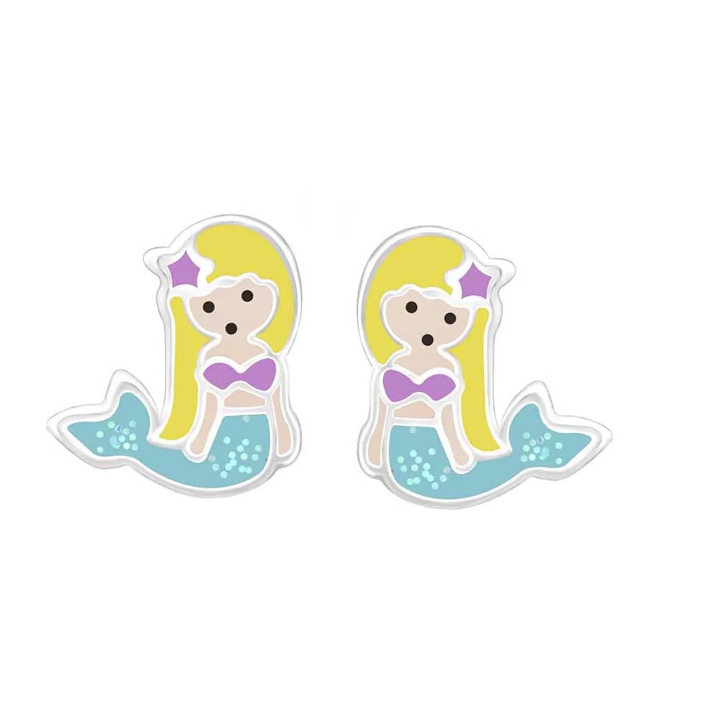 Kinderohrringe blaue Meerjungfrau 925 Silber