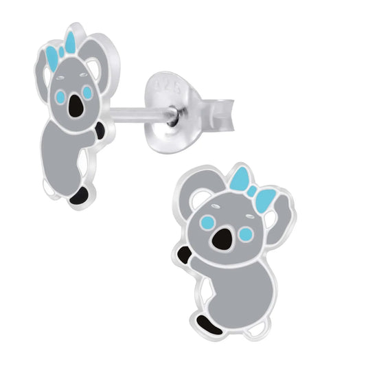 Kinderohrringe Koala Bär blaue Schleife 925 Silber