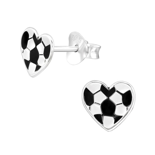 Kinderohrringe Fussball Herz 925 silber