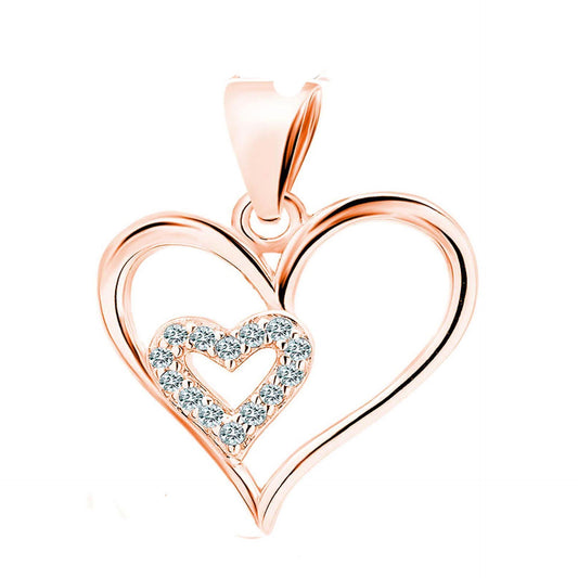 Anhänger Herz 925 Zirkonia Klar  Silber rosegold