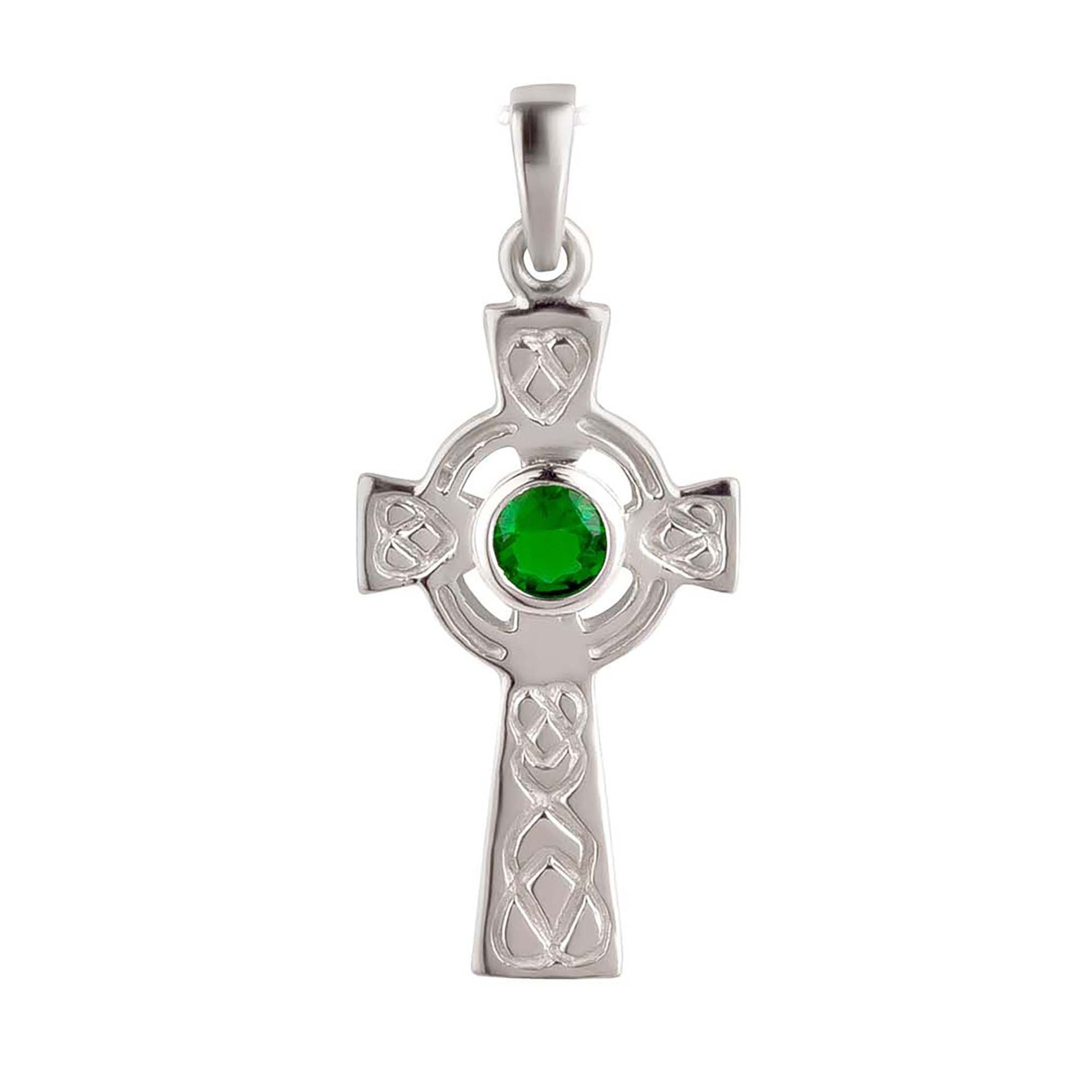 Anhänger Kreuz 925 Silber Zirkonia grün