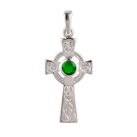 Anhänger Kreuz 925 Silber Zirkonia grün