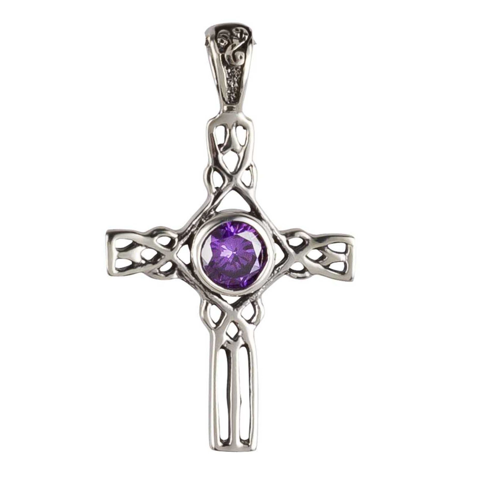 Anhänger Kreuz 925 Silber Zirkonia Lila