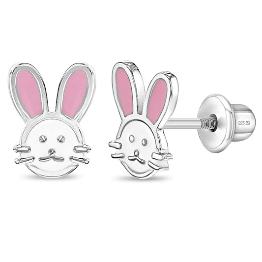 Ohrringe Hase Ostern 925 Silber Sicherheitsverschluss 7x8 mm