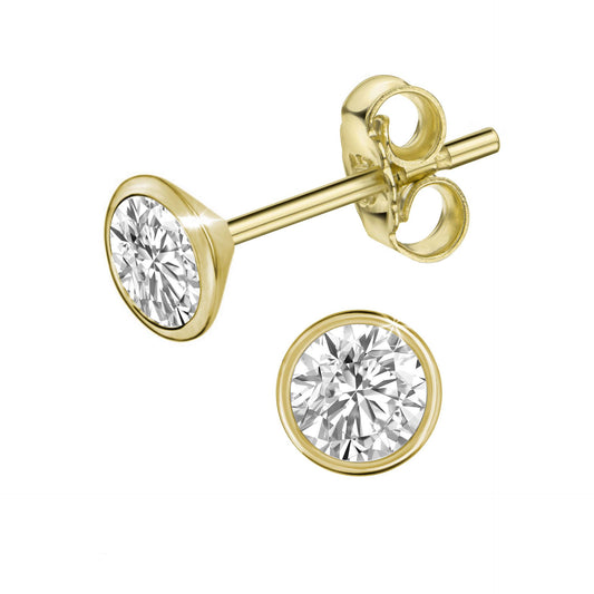 🇩🇪Ohrringe Zirkonia 925 Silber  4 mm  - vergoldet