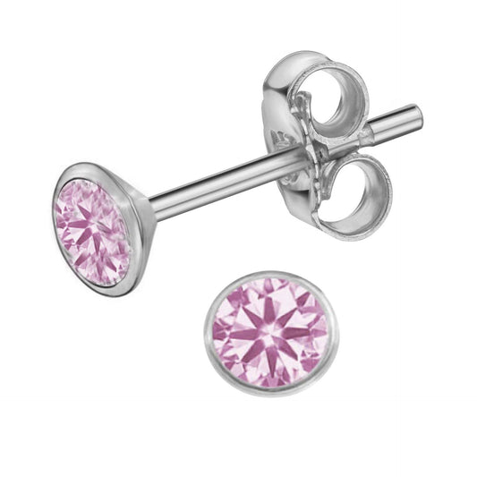 🇩🇪Ohrringe Zirkonia 925 Silber 4 mm rosa