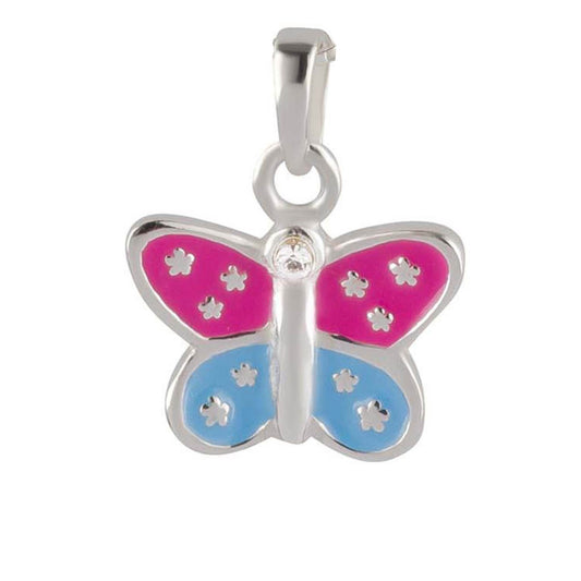 Kinder Anhänger Schmetterling 925 Silber in rosa blau