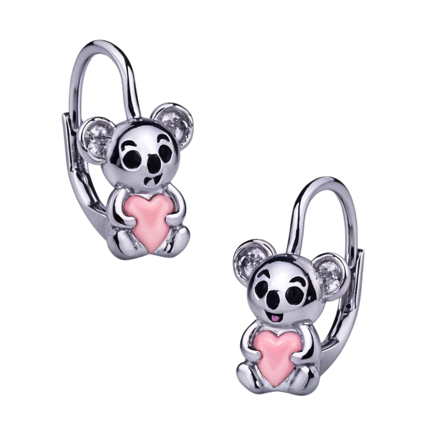 Kinderohrringe Koala Bär Herz rosegold 925 Silber