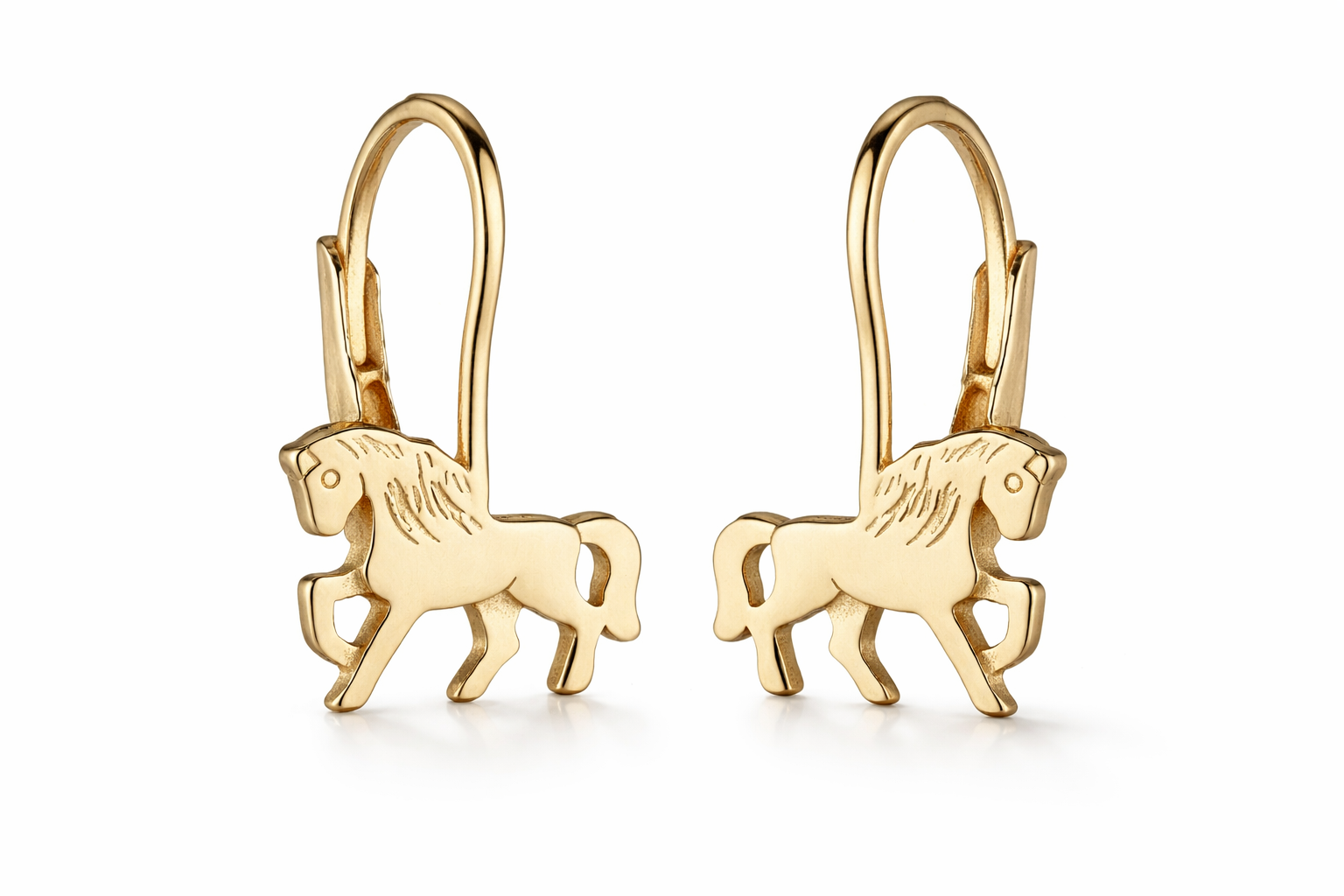 Kinderohrringe Pony Leo aus 925er Silber, vergoldet, Pferde-Design, hautfreundlich, langlebig