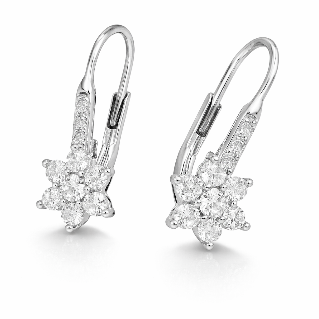 Ohrringe Blume  Zirkonia Klar 925 Silber Sterlingsilber