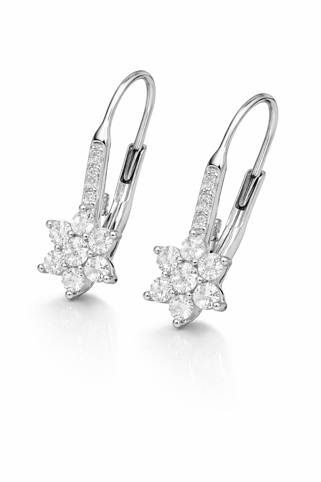 Ohrringe Blume  Zirkonia Klar 925 Silber Sterlingsilber