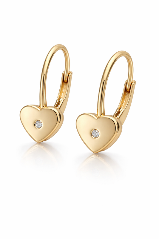 Ohrringe Herz 925 Silber vergoldet Zirkonia Kinderohrringe