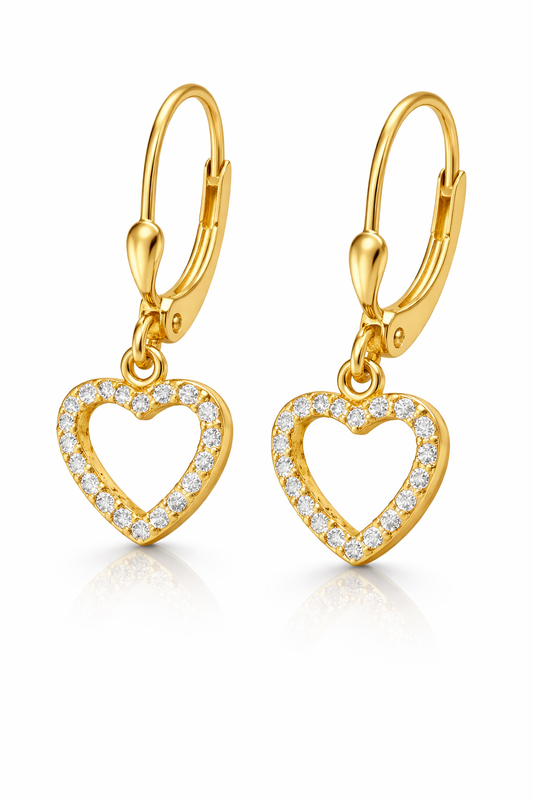 Ohrringe Herzform 925 Sterling Silber vergoldet Zirkonia Schmuck