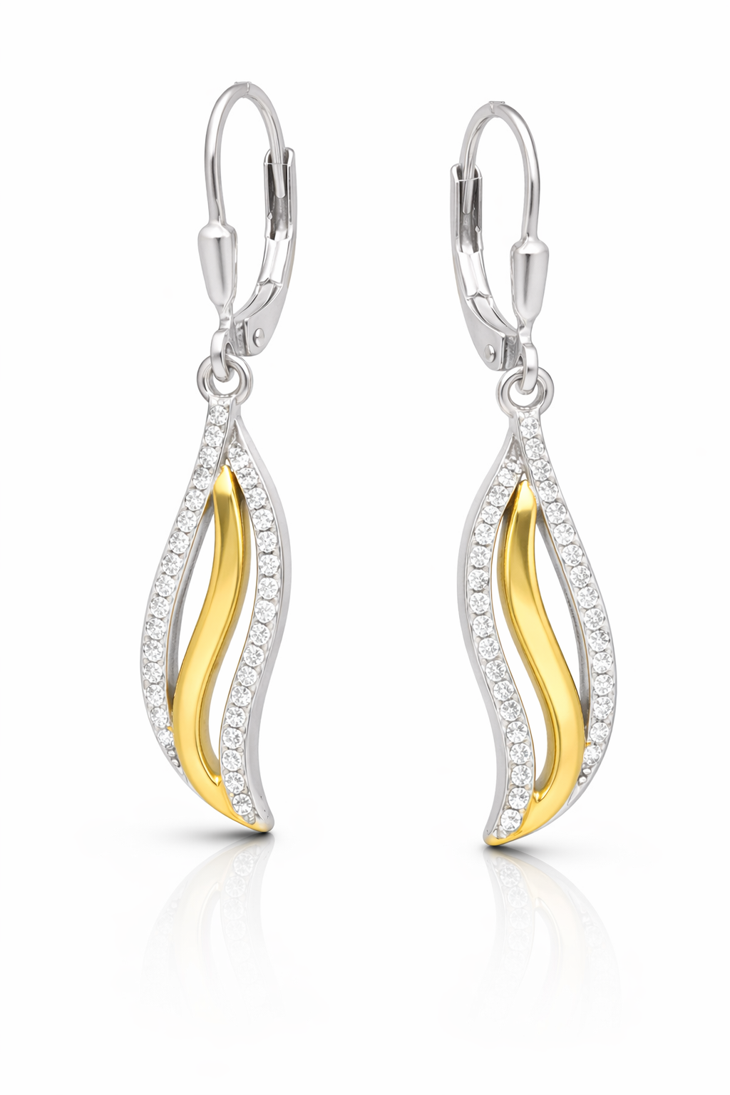 Ohrringe Zirkonia 925 Silber Schmuck zweifarbig