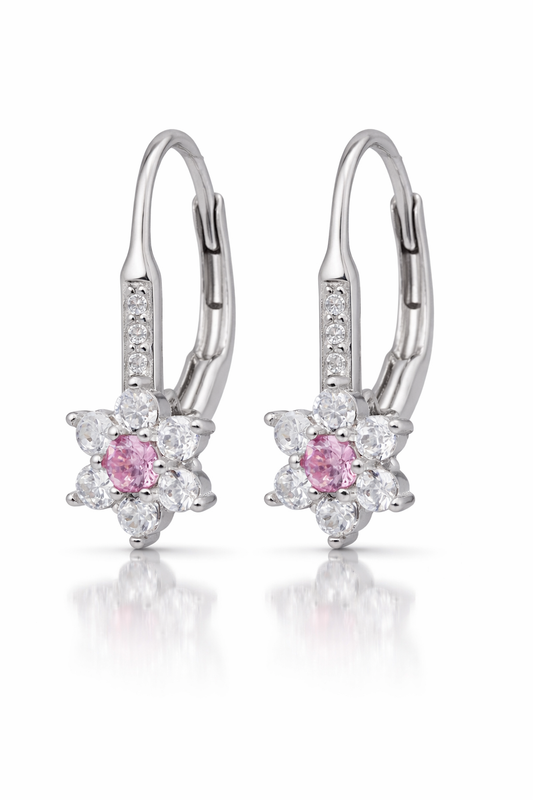 Ohrringe Blume 925 Silber Zirkonia elegante Ohrhänger