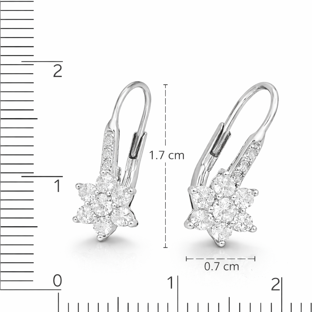 Ohrringe Blume  Zirkonia Klar 925 Silber Sterlingsilber