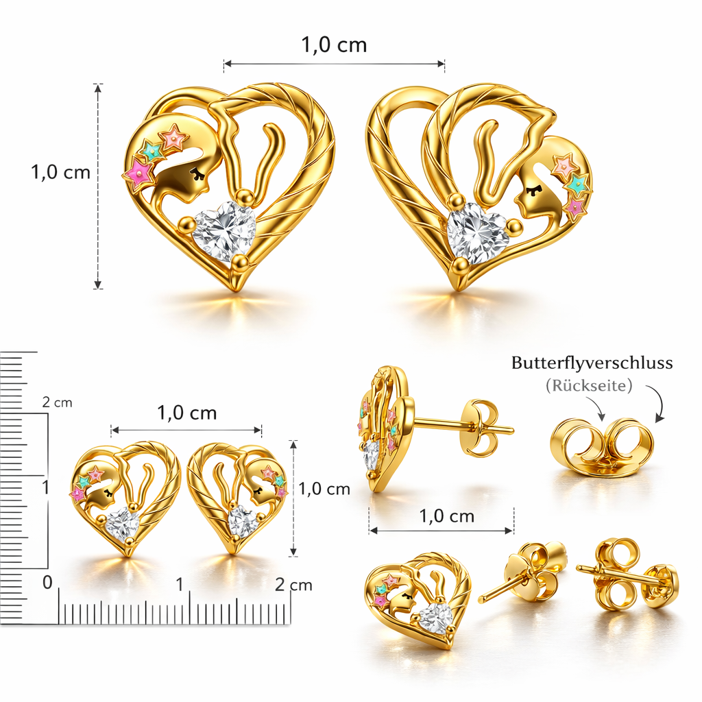 Ohrringe Pferd Liebe Mädchen 925er Silber vergoldet Kinderohrringe