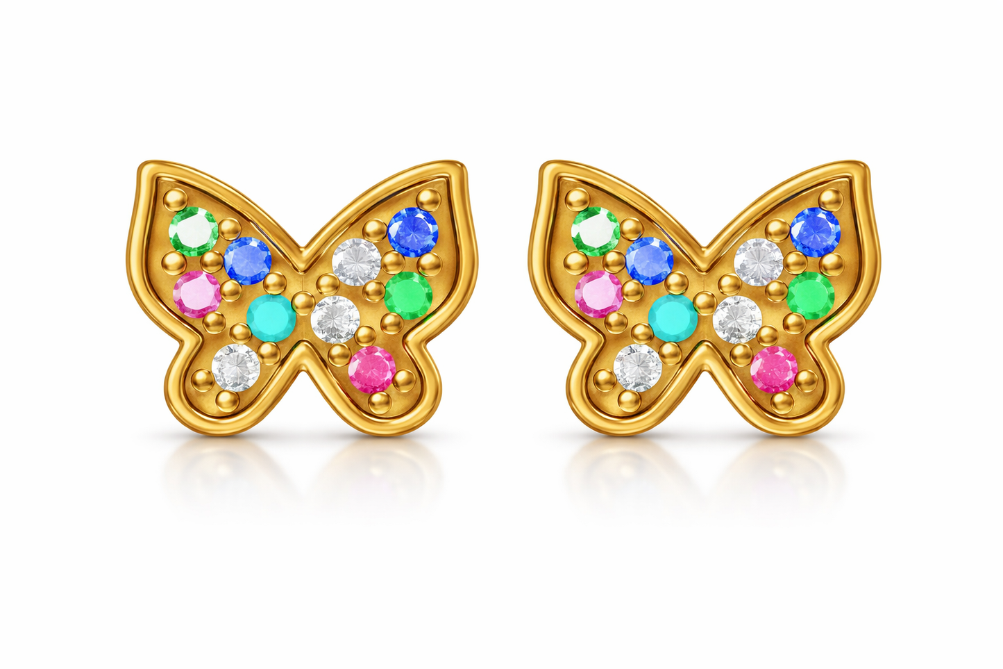 Ohrstecker Schmetterling 925 Silber vergoldet Zirkonia bunt