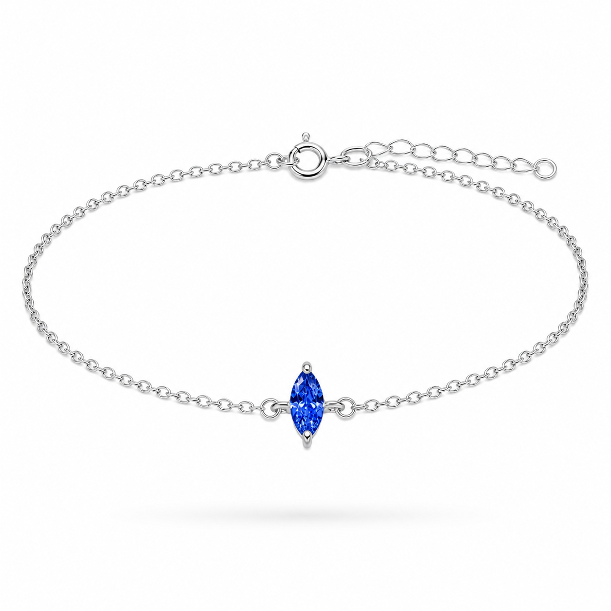 Fußkette Fußkettchen Zirkonia Kristall Blau 925 Silber