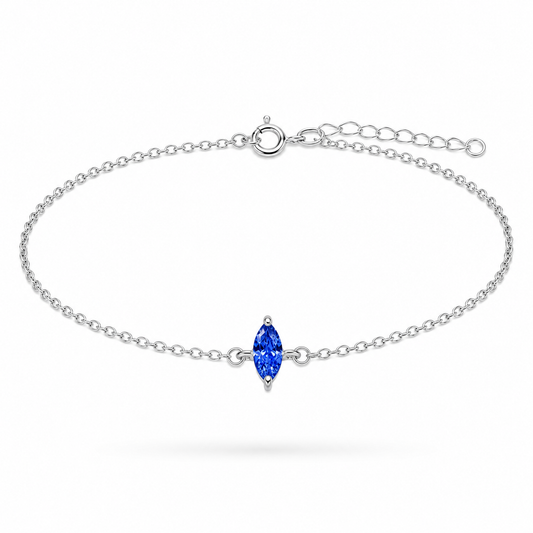 Fußkette Fußkettchen Zirkonia Kristall Blau 925 Silber