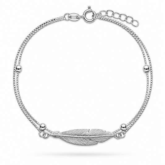 Fußkette Fußkettchen zwei Reihen Feder 925 Silber