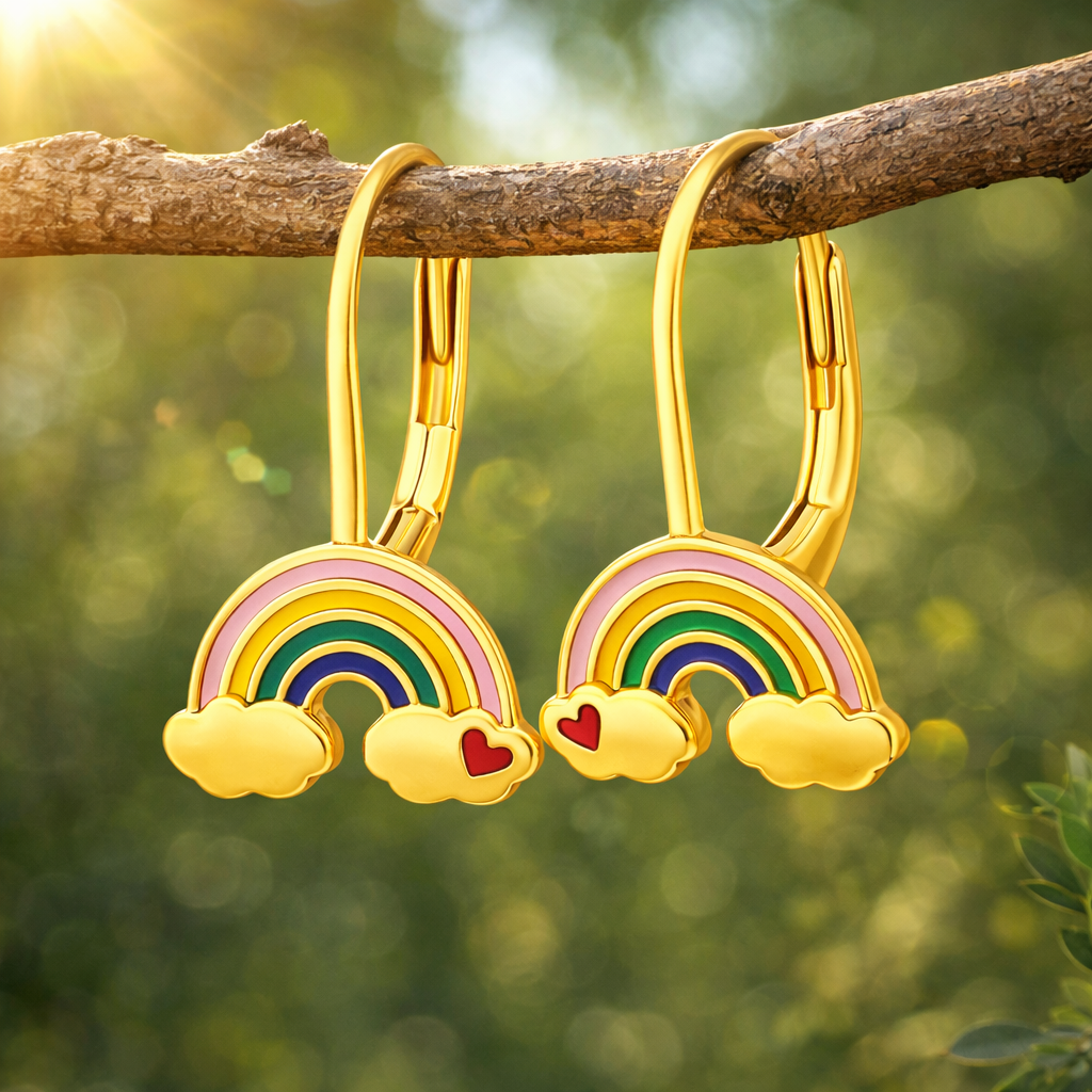 Kinderohrringe Regenbogen 925 Silber vergoldet