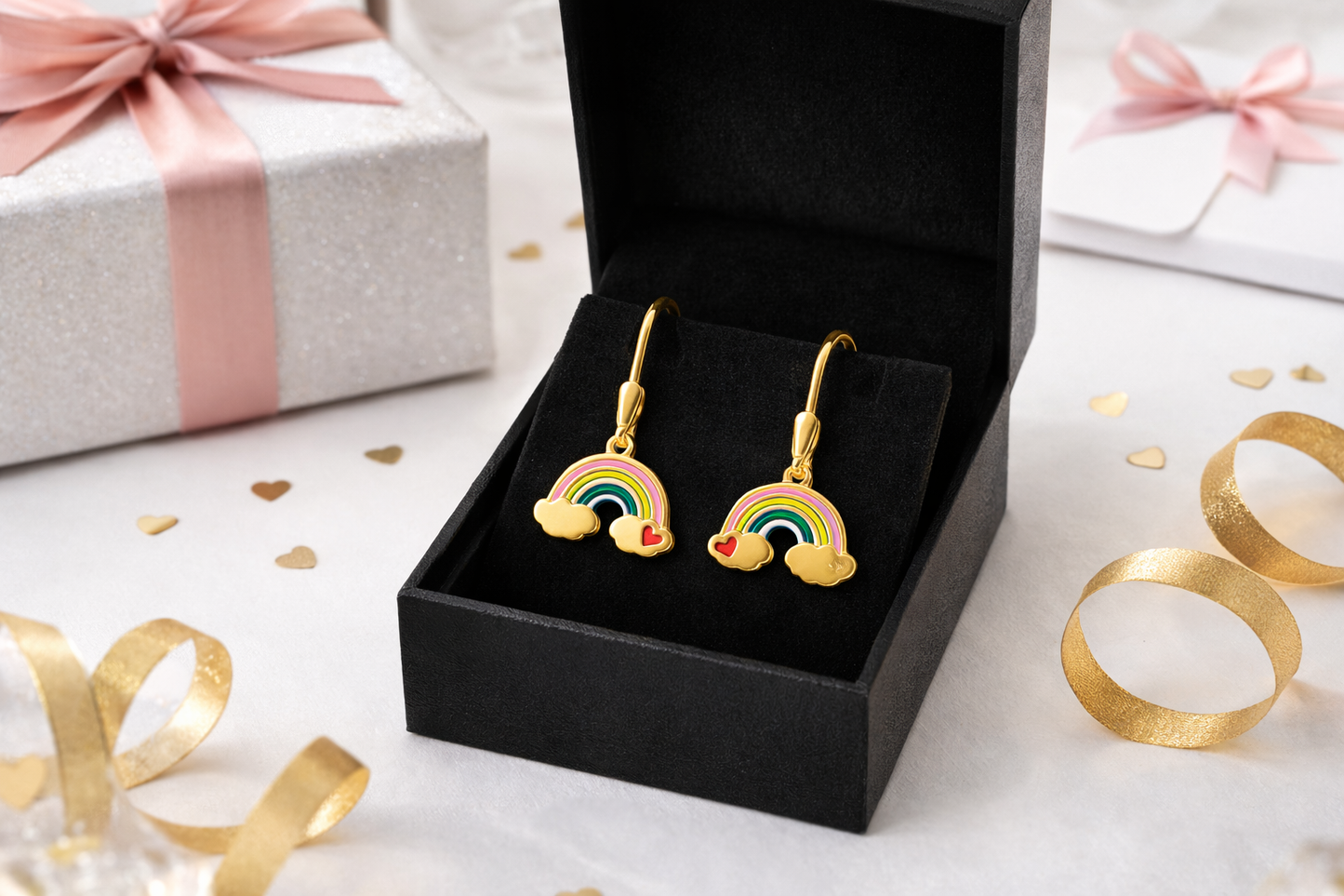 Kinderohrringe Regenbogen 925 Silber vergoldet