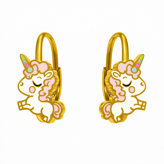 Kinderohrringe Einhorn Pony 925 Silber vergoldet