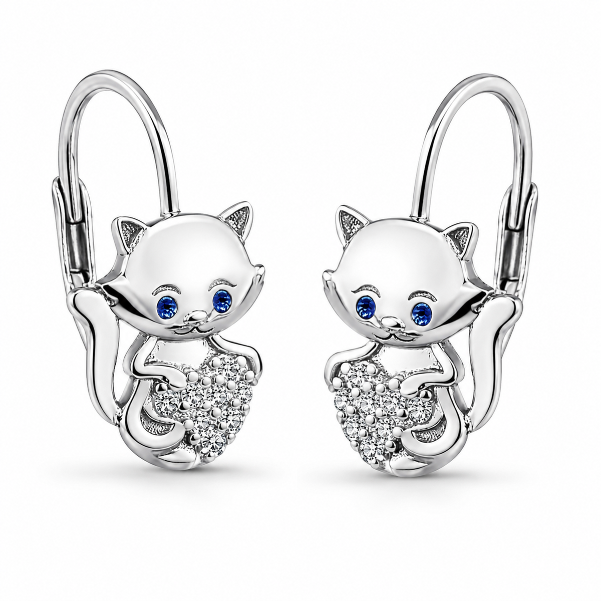 Kinderohrringe Ohrhänger Katze Zirkonia 925 Silber