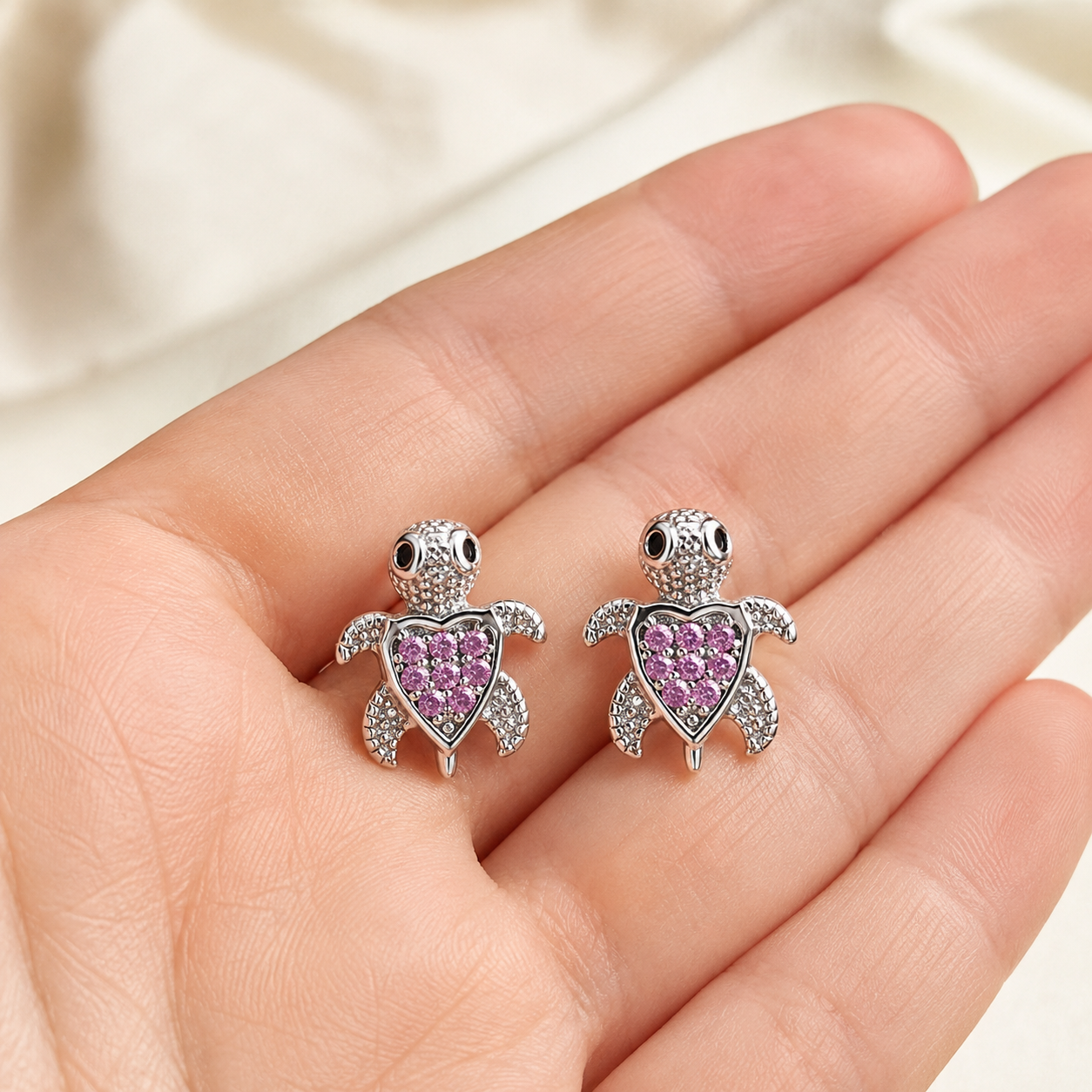 Ohrringe Schildkröte 925 Silber Kinder Zirkonia