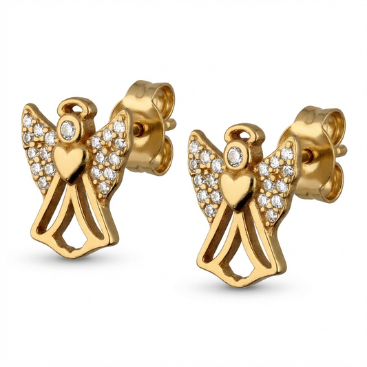 Engel Ohrringe 925 Silber vergoldet Zirkonia Schmuck