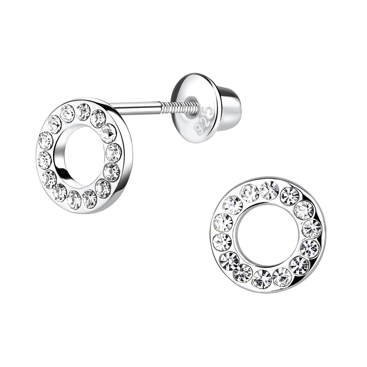 Ohrringe Kreis Zirkonia 925 Silber Schraubverschluss
