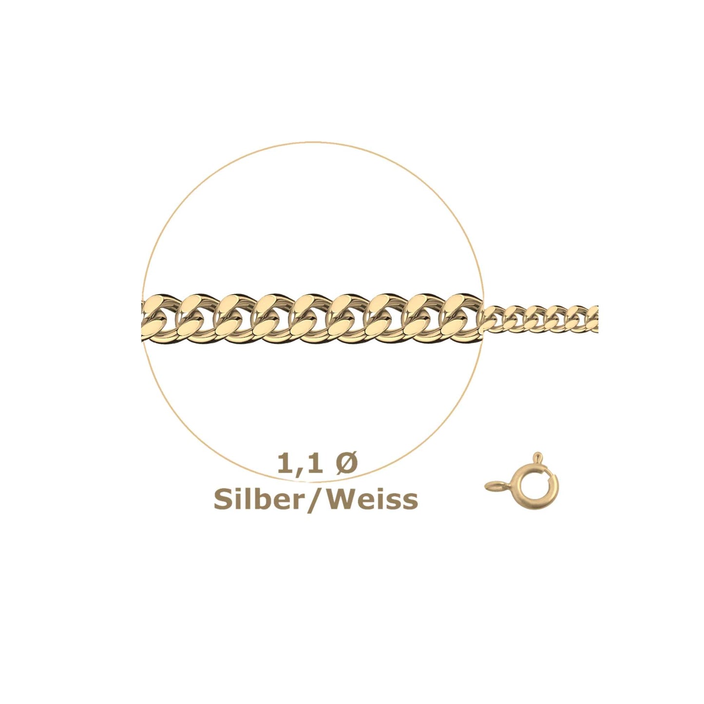 Kette Panzerkette 1.1 mm - Zwischenöse- 925 Silber vergoldet