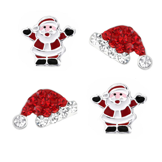 Ohrstecker Set Weihnachten + Nikolaus Mütze 925 Silber