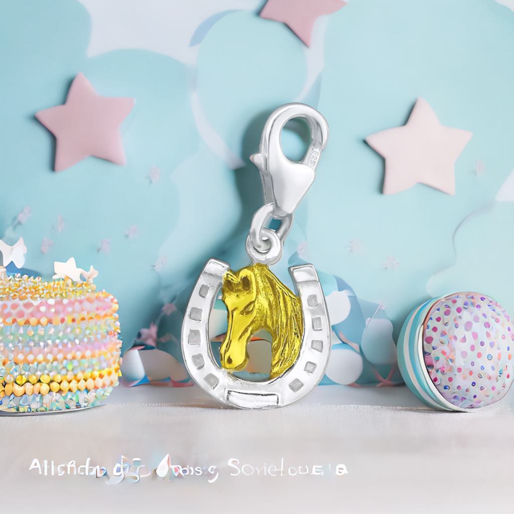 Charms Anhänger Pferd 925 Silber gold