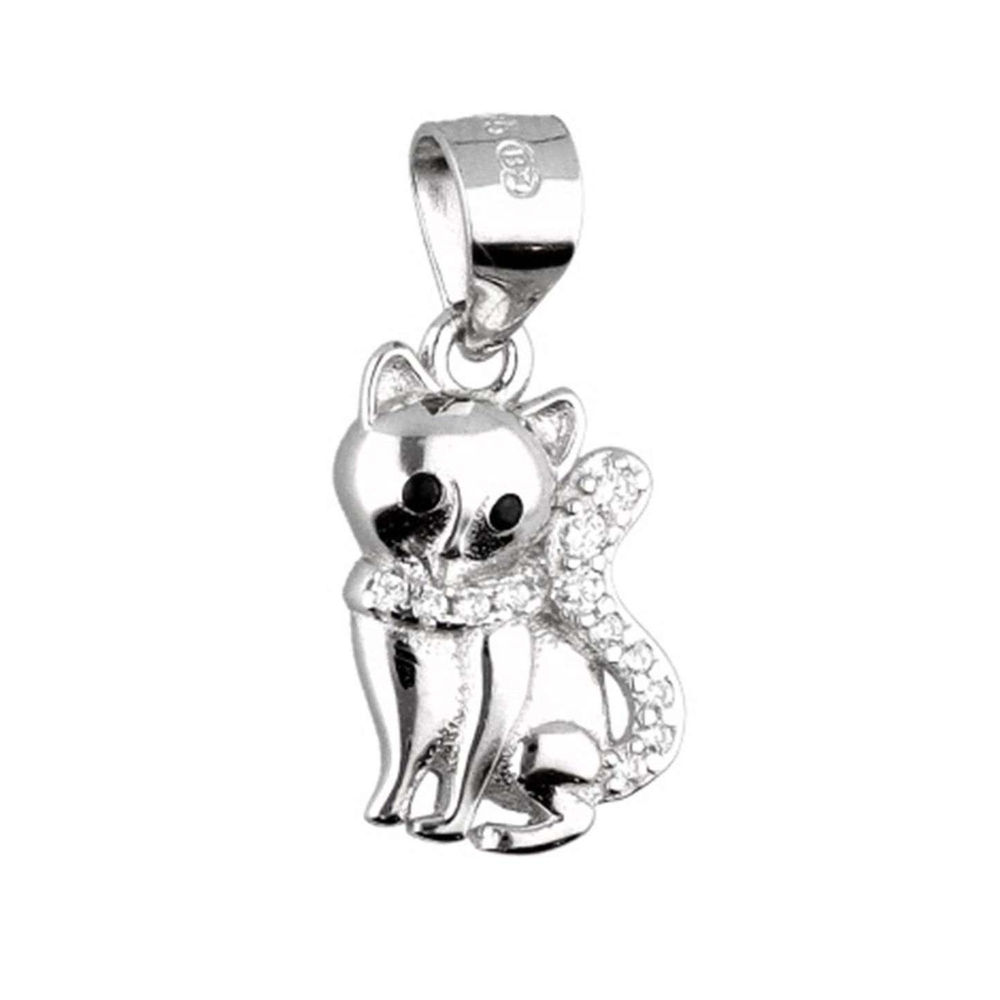 Anhänger Katze 925 Silber Zirkonia Steine