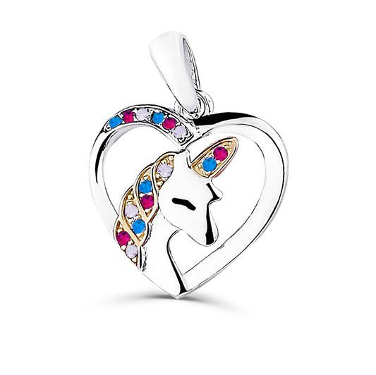 Anhänger Pferd 925 Silber bunte Zirkonia Steine