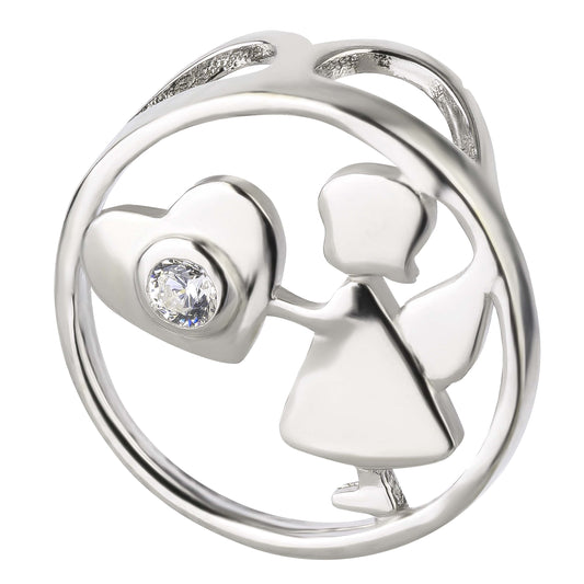 Anhänger Engel 925 Silber Zirkonia Herz