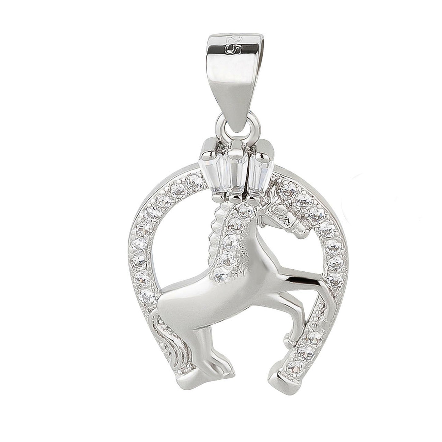 Anhänger Pferd Hufeisen 925 Silber Zirkonia