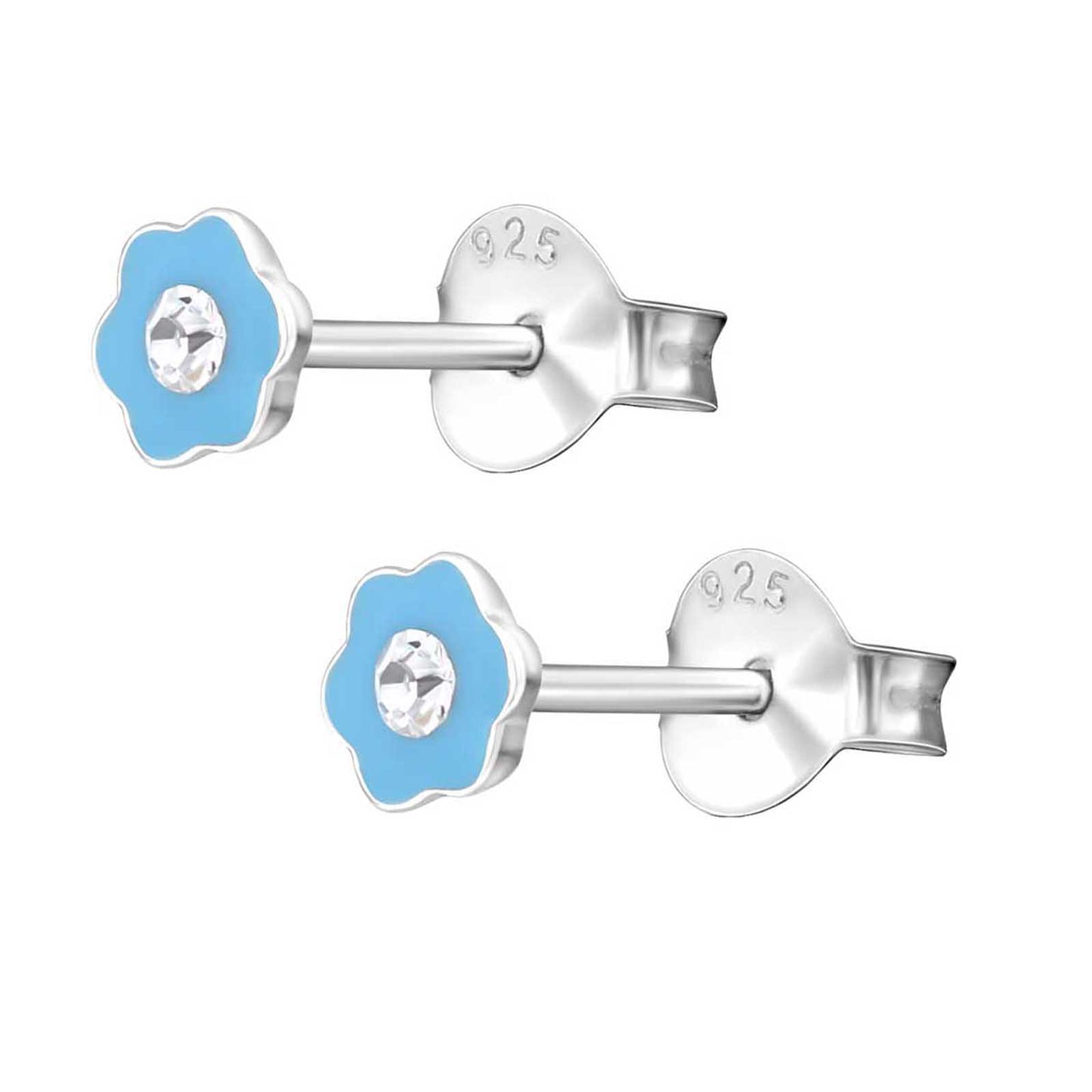 Ohrstecker Set Delfin und Blume blau 925 Silber