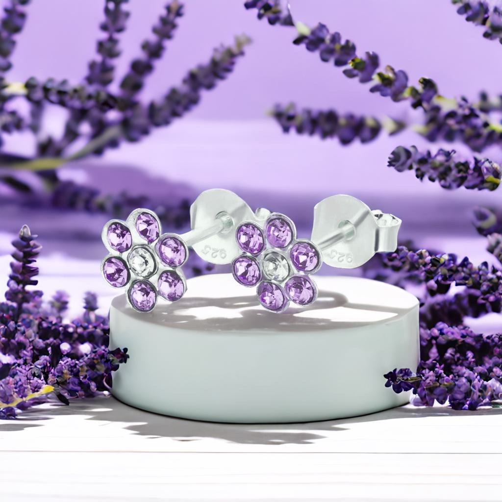 Kinderohrringe lila Blume 925 Silber