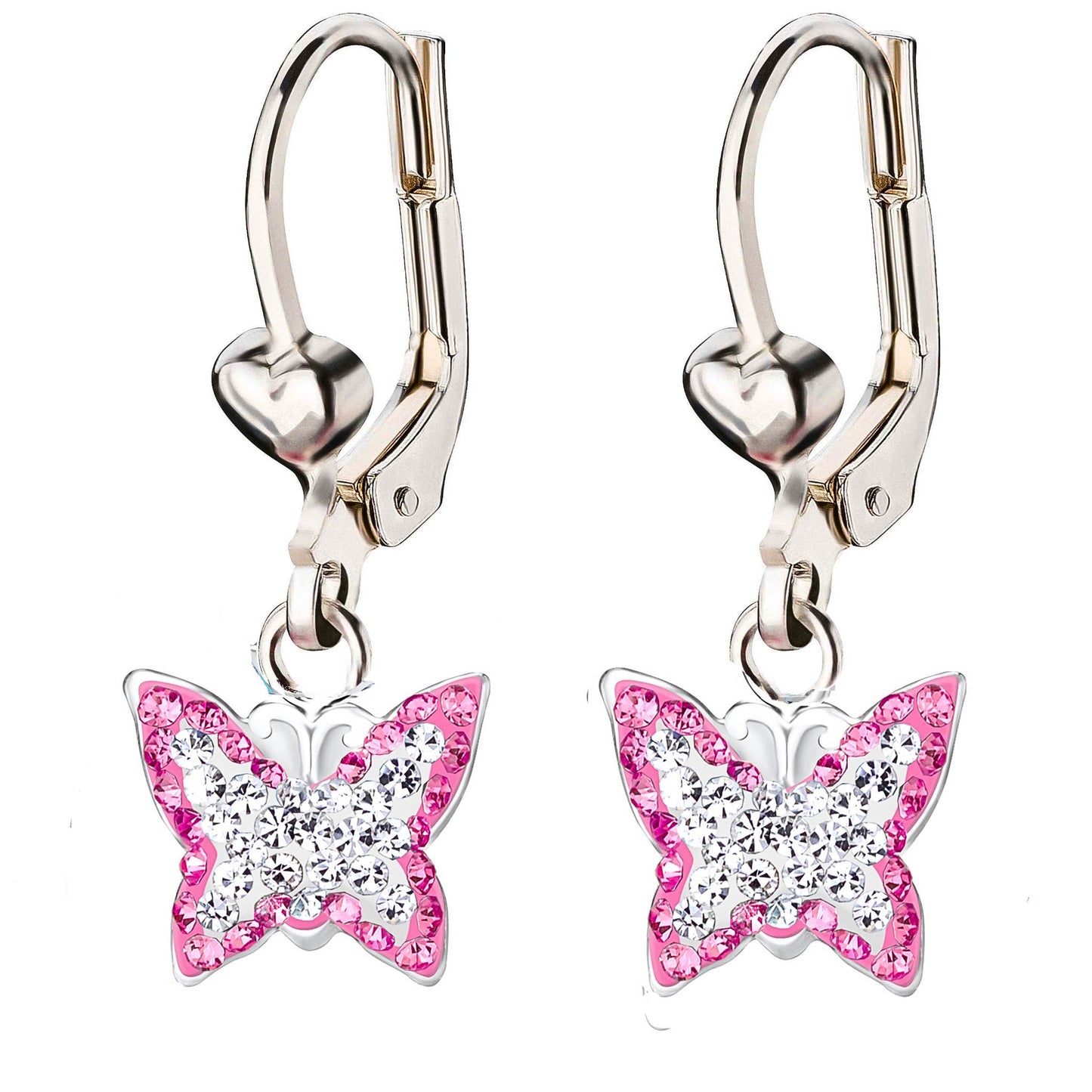 Kinderohrringe Ohrhänger Schmetterling 925 Silber pink klar