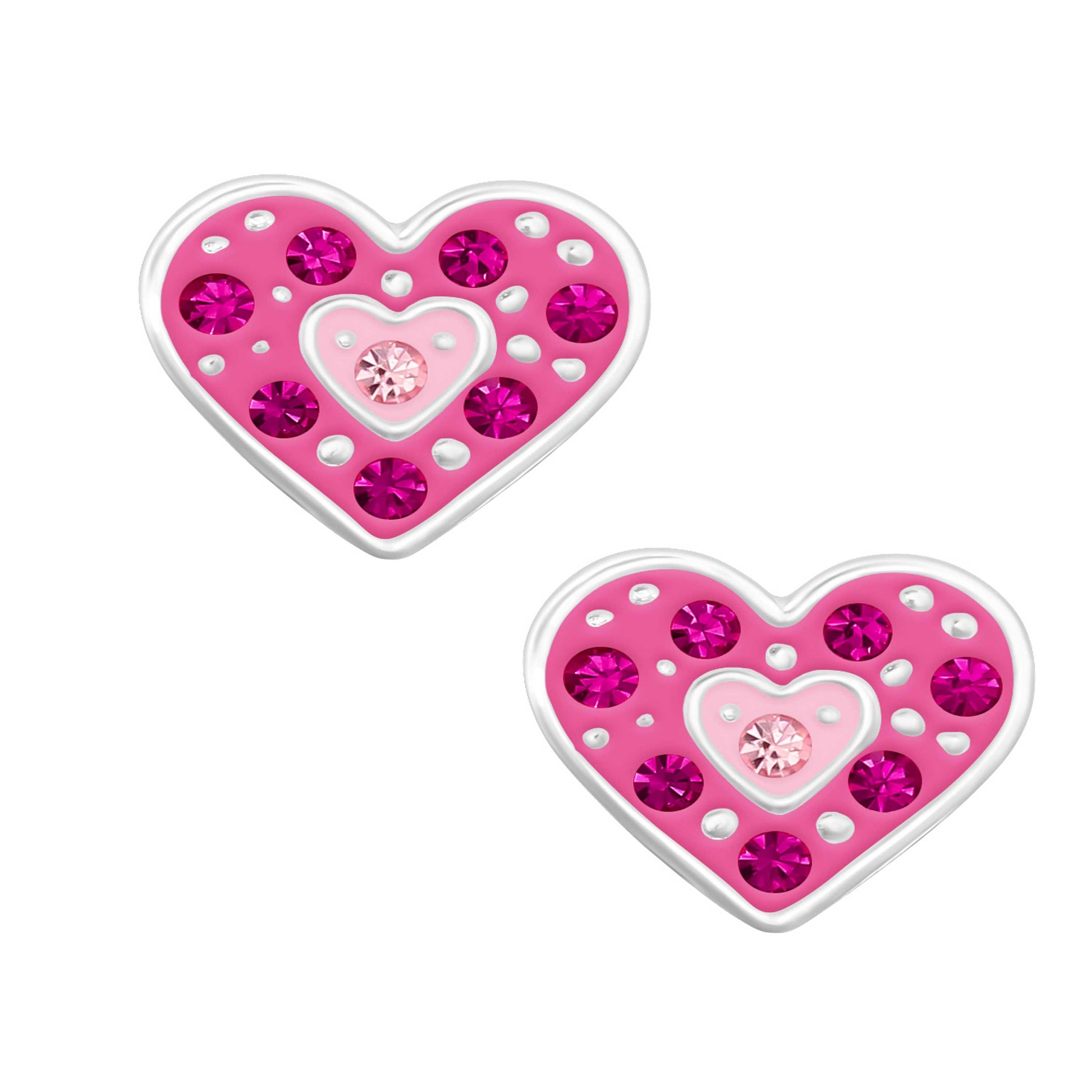 Ohrringe Herz Rosa Pink Kristalle 925 Silber
