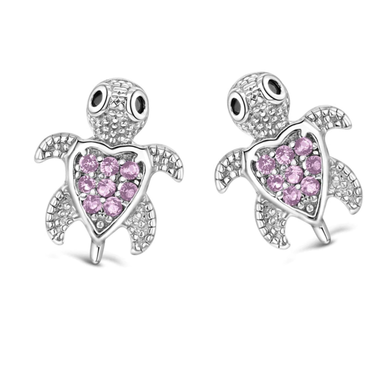 Ohrringe Schildkröte 925 Silber Kinder Zirkonia