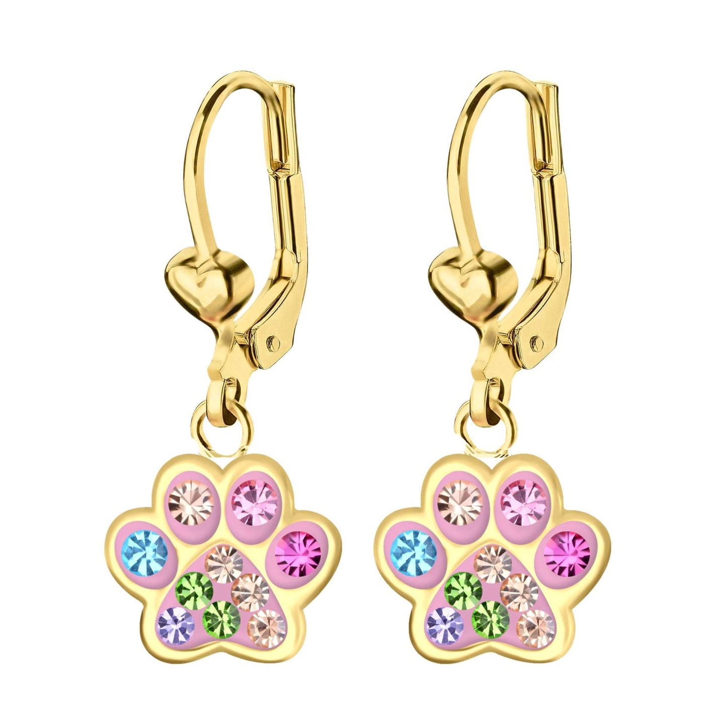 Ohrringe bunte Pfote 925 Silber vergoldet