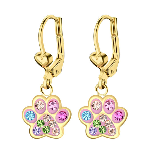 Ohrringe bunte Pfote 925 Silber vergoldet