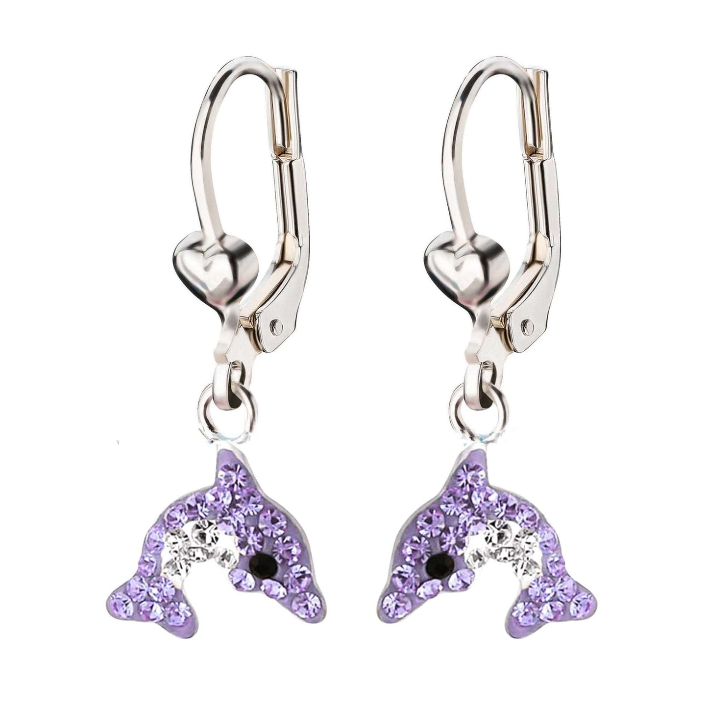 Kinder Ohrringe lavendel lila Delfin 925 Silber