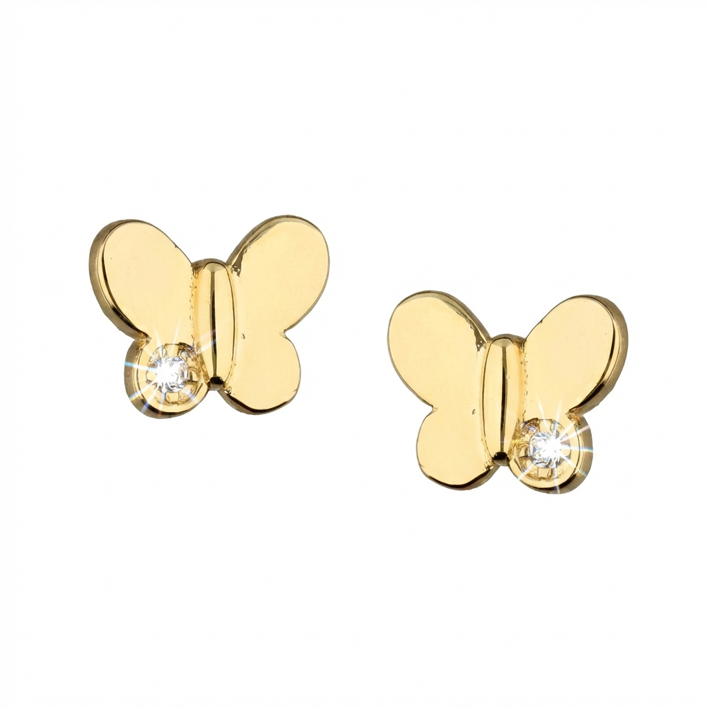 Ohrstecker Schmetterling 925 Silber vergoldet Zirkoniakristall