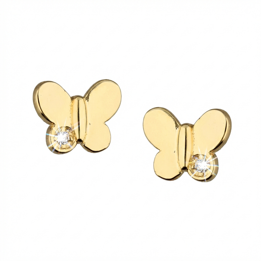 Ohrstecker Schmetterling 925 Silber vergoldet Zirkoniakristall