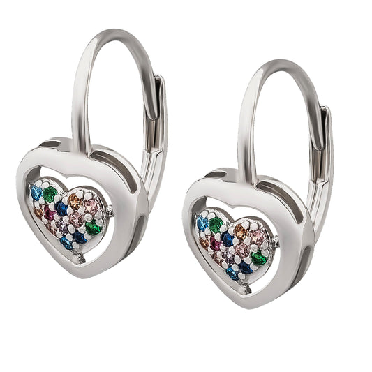 Ohrringe Ohrhänger Herz 925 Silber bunte Zirkonia